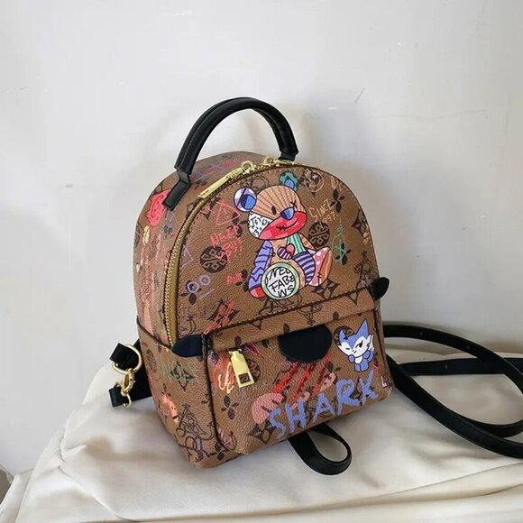 YNS Generic Handbags - Mini Cartoon Bear Graffiti Backpack Purse NWT​